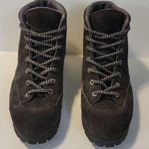The Alps By Fabiano Vintage Women's Lace Up Hiking Boots Black Suede Lug Sole